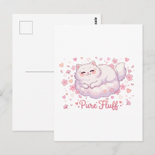 Postal Gato Kawaii Esponjoso Puro (Anverso / Reverso)
