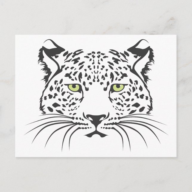 Postal Gato leopardo serio (Anverso)
