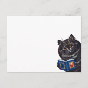 Postal Gato leyendo un libro, Louis Wain