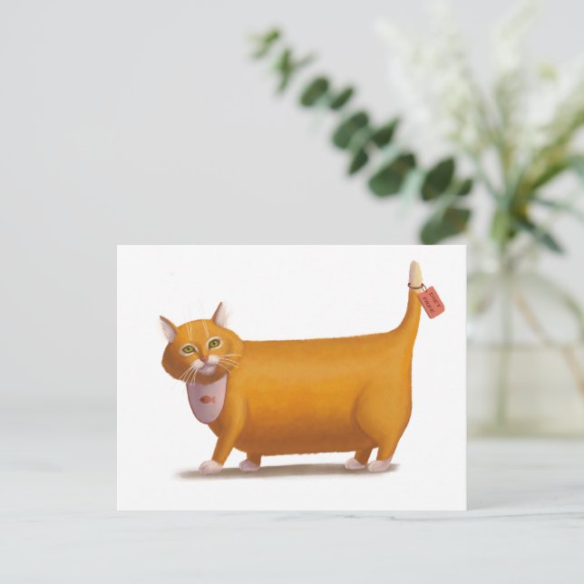 Postal Gato libre de dieta (Anverso de pie)