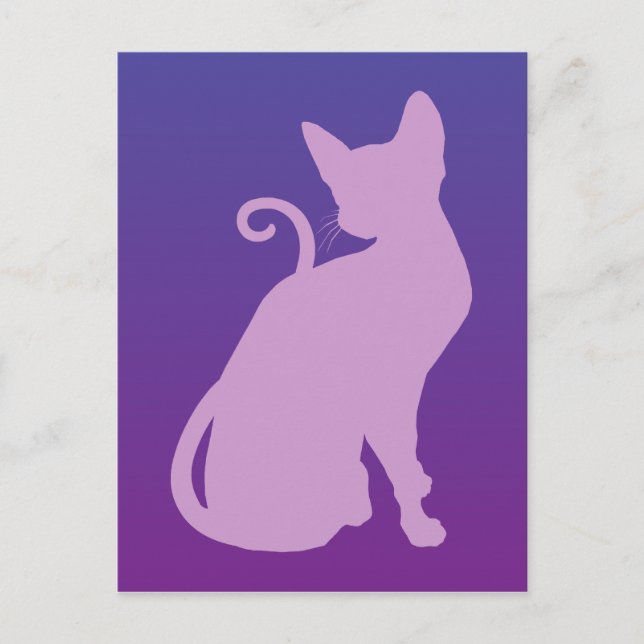 Postal Gato Lila sobre Púrpura (Anverso)