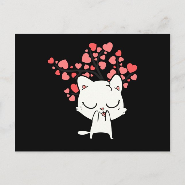 Postal Gato lindo con corazón (Anverso)