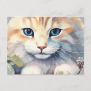 Postal Gato lindo con ojos azules