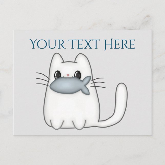 Postal Gato lindo con pescado de premio (Anverso)