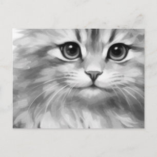 Postal Gato lindo en tonos de gris