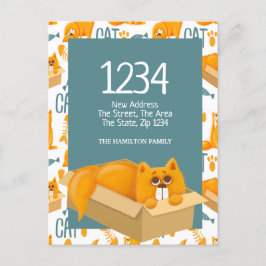 Postal Gato lindo en una caja - Nos hemos mudado a casa