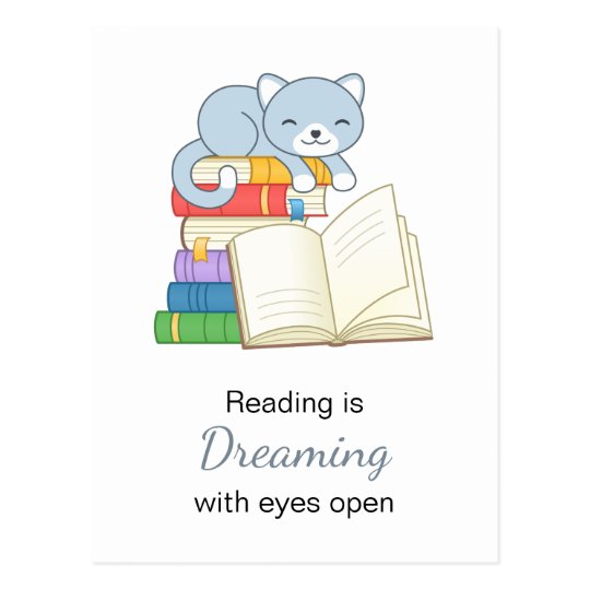 Postal Gato lindo encima de una cita de la lectura de la