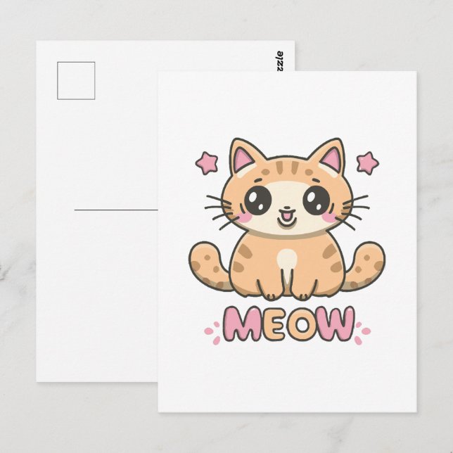 Postal gato lindo maúlla (Anverso / Reverso)
