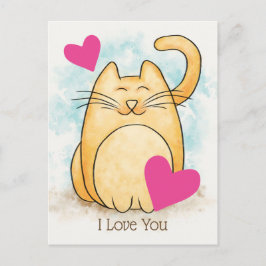 Postal Gato lindo que te amo los corazones