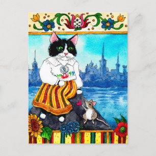 Postal Gato Lindo Ratón Folclore Mitología Estoniana Post