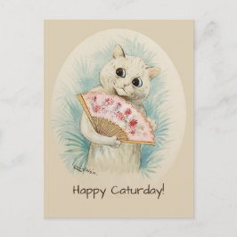 Postal Gato Louis Wain White con un ventilador CC0478