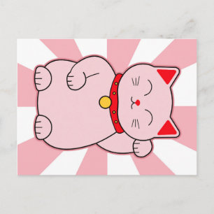Postal Gato Lucky Rosa