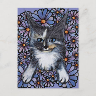 Postal Gato Maine Coon Dilute Calico Purpura Daisy