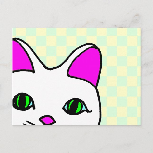 Postal Gato Maneki Neko Kawaii Rave (Anverso)