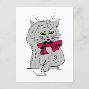 Postal Gato matemático izquierdo