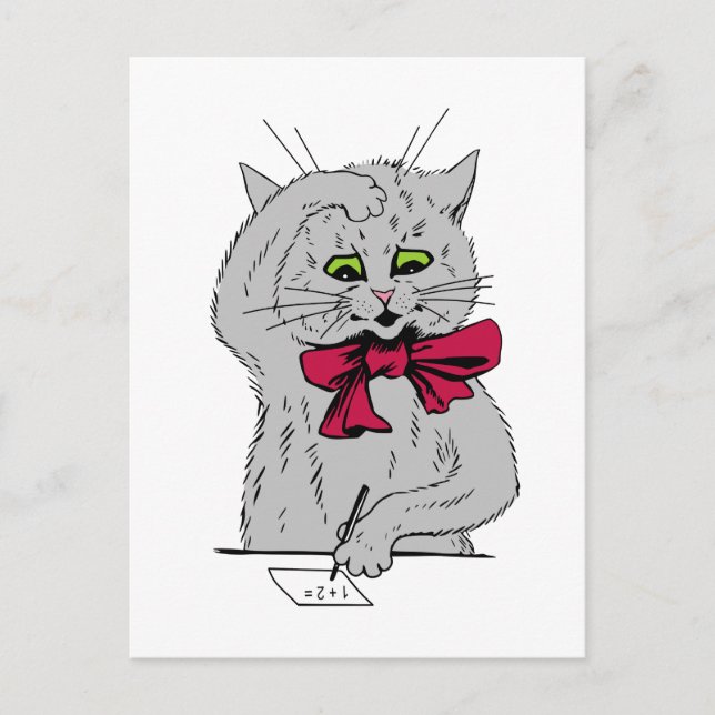 Postal Gato matemático izquierdo (Anverso)