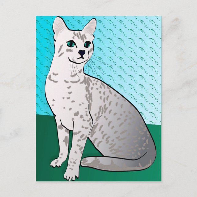 Postal Gato Mau egipcio - fondo acuático (Anverso)