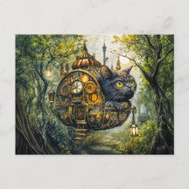 Postal Gato mecánico místico