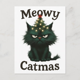Postal Gato Meowy Catmas Malhumorado