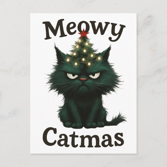 Postal Gato Meowy Catmas Malhumorado (Anverso)