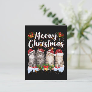 Postal Gato Meowy Navidades en pareja Pajamas Santa