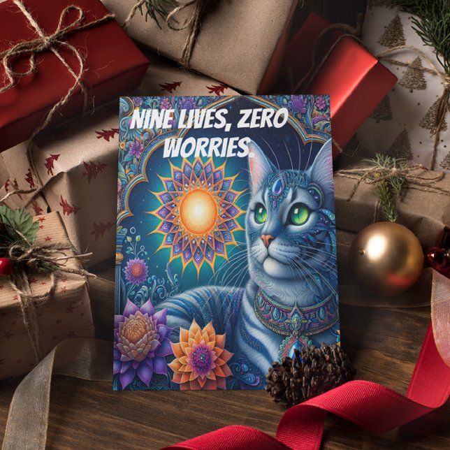 Postal Gato mirando bajo un cielo estrellado a medianoche (Subido por el creador)