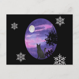 Postal Gato místico bajo la luna - Dreamy Purple Night Wa