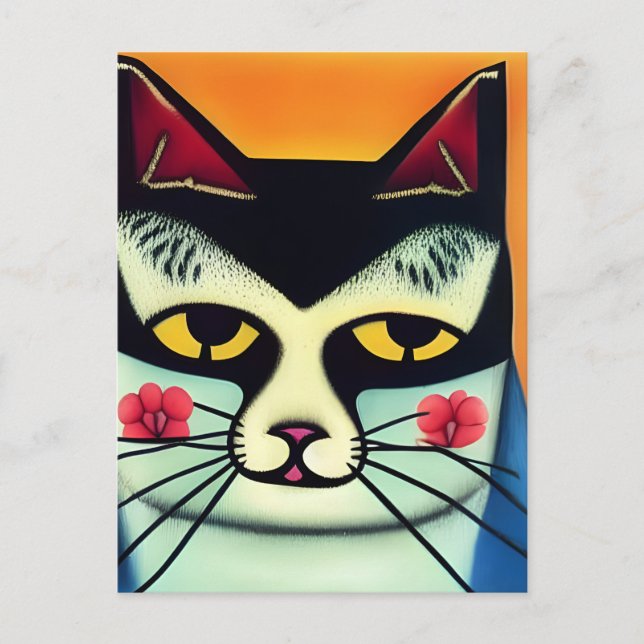 Postal Gato mixta media  (Anverso)