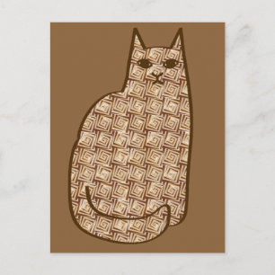 Postal Gato moderno de mediados del siglo XX, beige y mar