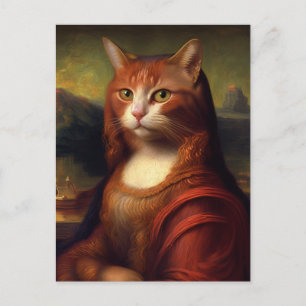 Postal Gato Mona Lisa