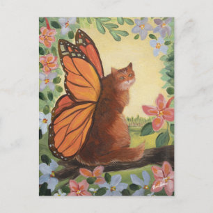 Postal Gato monarca mariposa en la pradera