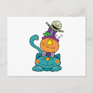 Postal Gato monstruo de calabaza