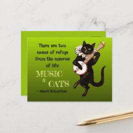 Postal Gato Musical Adorable Dos Medios de Refugio Schwei