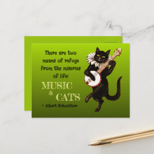 Postal Gato Musical Adorable Dos Medios de Refugio Schwei