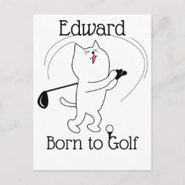 Postal Gato nacido para jugar al golf