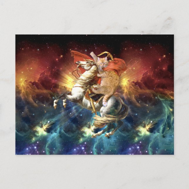 Postal Gato Napoleón en el espacio (Anverso)