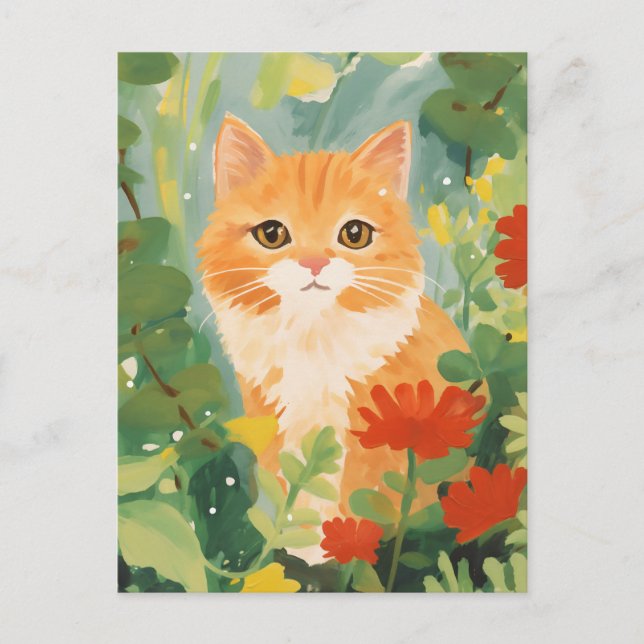 Postal Gato Naranja Adorable (Anverso)