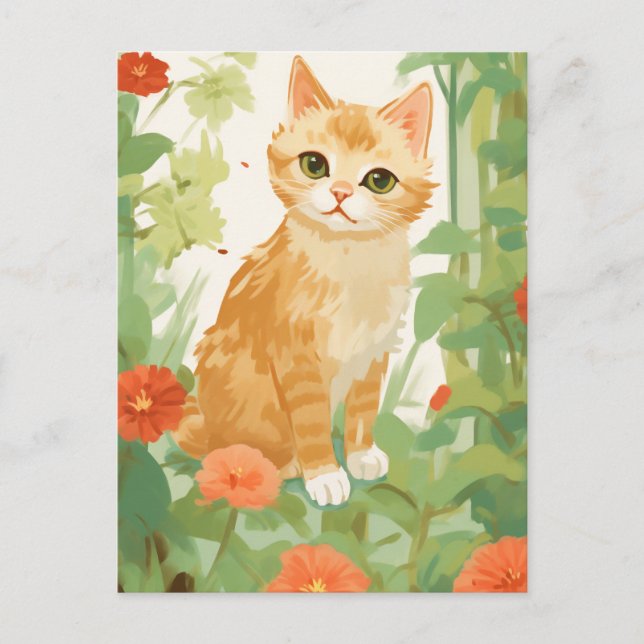 Postal Gato Naranja Adorable (Anverso)