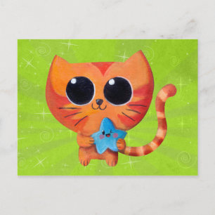 Postal Gato Naranja con estrella