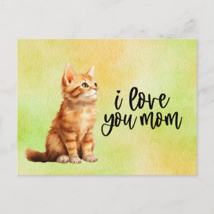 Postal Gato Naranja Te amo Mamá 