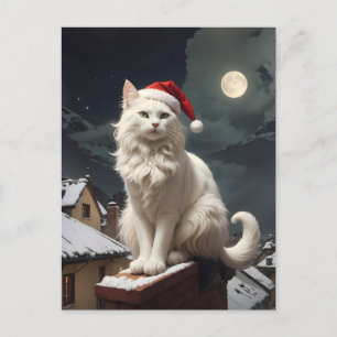 Postal gato navidad blanco