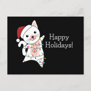 Postal Gato Navidades Nieve Animales De Invierno Gatos Po