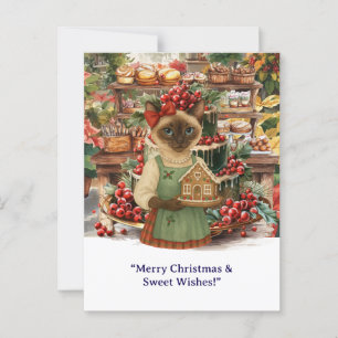 Postal Gato Navidades Panadería temática para los amantes