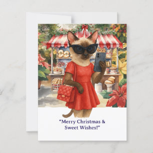 Postal Gato Navidades Panadería temática para los amantes