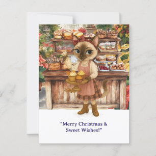 Postal Gato Navidades Panadería temática para los amantes