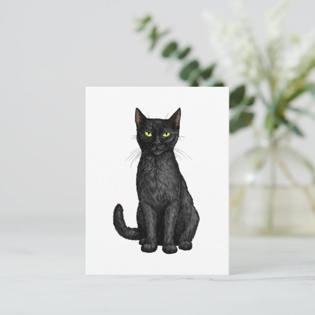 Postal Gato negro (Anverso de pie)