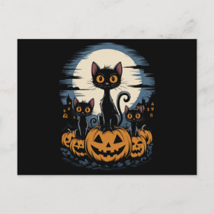 Postal Gato negro ama a Van Gogh de Noche Starry de Hallo