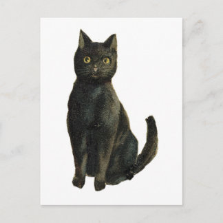 Postal Gato negro anticuado de Halloween