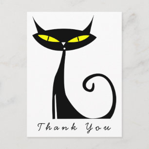 Postal Gato negro atómico moderno de mediados de siglo, g