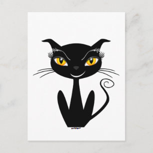 Postal Gato negro caprichoso